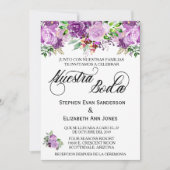 Invitation Mariage espagnol Rose pourpre lavande Nuestra Boda (Devant)