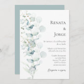 Invitation Mariage espagnol Sage Greenery (Devant / Derrière)