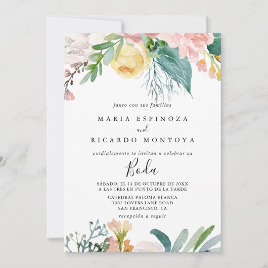 Invitation Mariage espagnol tropical (Devant)