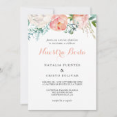 Invitation Mariage espagnol tropical rose moderne (Devant)