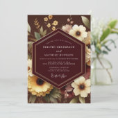 Invitation Mariage Espresso Gilded Bloom (Debout devant)