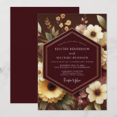 Invitation Mariage Espresso Gilded Bloom (Devant / Derrière)
