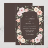 Invitation Mariage Espresso Moody Rose (Devant / Derrière)