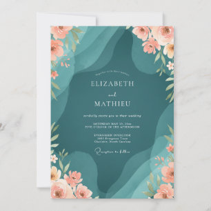 Invitation Mariage Essence d'Abricot Ranunculus Eucalyptus