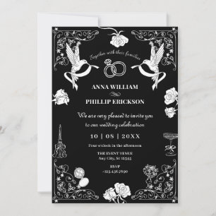 Invitation Mariage esthétique à main tiré floral