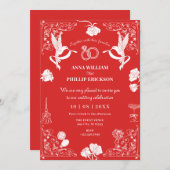 Invitation Mariage esthétique à main tiré floral (Devant / Derrière)