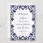 Invitation Mariage esthétique classique à fleurs bleues de la (Devant)