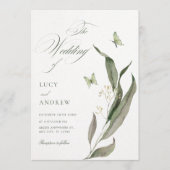 Invitation Mariage esthétique élégant feuille verte (Devant)