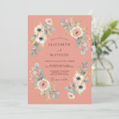 Invitation Mariage Esthétique Fleur de Corail (Debout devant)