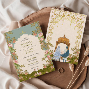 Invitation Mariage esthétique Floral Arc Indien