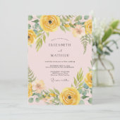 Invitation Mariage esthétique Golden Bloom (Debout devant)