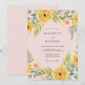 Invitation Mariage esthétique Golden Bloom (Devant / Derrière)