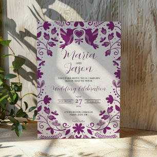 Invitation Mariage esthétique romantique violet mexicain