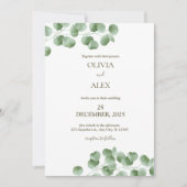 Invitation Mariage esthétique rustique eucalyptus verdure (Devant)