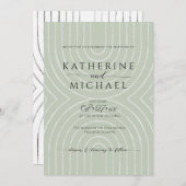 Invitation Mariage esthétique vert olive (Devant / Derrière)