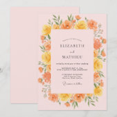 Invitation Mariage Estival Aérien aux Pêches (Devant / Derrière)