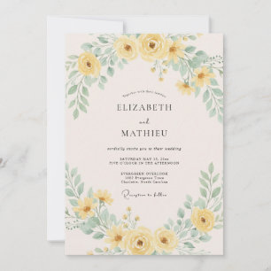 Invitation Mariage Estival Aérien Jaune Citron
