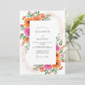 Invitation Mariage estival effervescent mandarine (Debout devant)