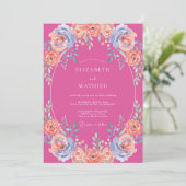 Invitation Mariage Estival Éthéré Rose Chaud (Debout devant)