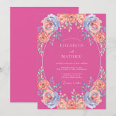 Invitation Mariage Estival Éthéré Rose Chaud (Devant / Derrière)