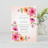 Invitation Mariage Estival Festif Magenta (Debout devant)