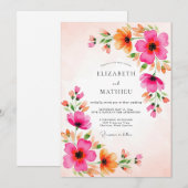 Invitation Mariage Estival Festif Magenta (Devant / Derrière)