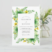 Invitation Mariage Estival Fleuri Vert (Debout devant)