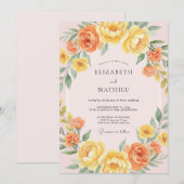 Invitation Mariage Estival Jaune Joyeux (Devant / Derrière)