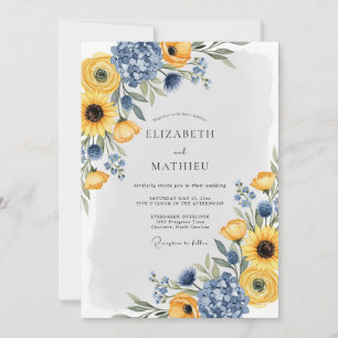 Invitation Mariage Estival Pittoresque Jaune Doré