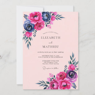 Invitation Mariage Estival Romantique Magenta Vibrant