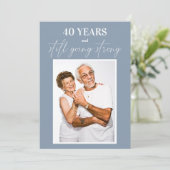 Invitation Mariage et anniversaire de mariage bleu poussiéreu (Debout devant)