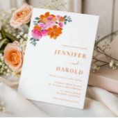 Invitation Mariage et détails floraux rose et orange