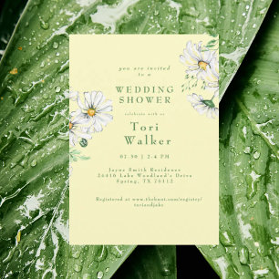 Invitation Mariage et Fête de Fiançailles aux Marguerites Bla