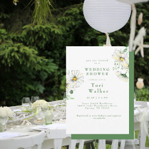 Invitation Mariage et Fête de Fiançailles aux Marguerites Bla