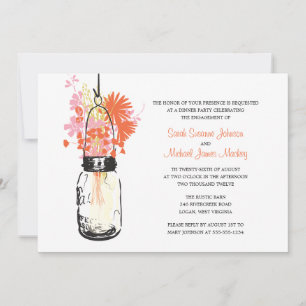 Invitation Mariage et Fiançailles au Pot Mason et Fleurs Sauv