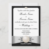 Invitation Mariage et réception en forme de perle de ruban bl (Devant)