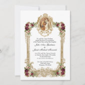 Invitation Mariage et réception Floral & Gold catholique (Devant)