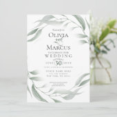 Invitation Mariage | Étanchéité feuillu vert bois (Debout devant)