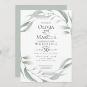 Invitation Mariage | Étanchéité feuillu vert bois (Devant / Derrière)