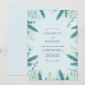 Invitation Mariage Éternel de Eucalyptus au Bleu Glacé (Devant / Derrière)