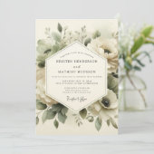 Invitation Mariage Éternel Fleur de Sauge Verte (Debout devant)