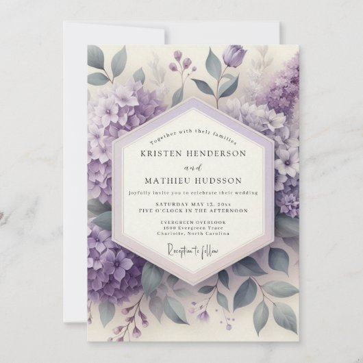 Invitation Mariage Éthéré à la Fleur de Lavande (Devant)