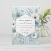 Invitation Mariage Ethéré à l'Anémone Bleu Ardoise (Debout devant)