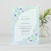 Invitation Mariage Ethéré à l'Anémone Vert Menthe (Debout devant)
