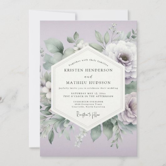 Invitation Mariage Éthéré aux Fleurs de Lavande (Devant)