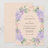Invitation Mariage Éthéré aux Fleurs de Lavande (Devant / Derrière)