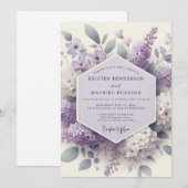 Invitation Mariage Éthéré aux Fleurs de Lilas (Devant / Derrière)