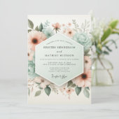 Invitation Mariage Éthéré aux Fleurs de Pêcher (Debout devant)