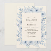 Invitation Mariage Éthéré Azur Glacé (Devant / Derrière)