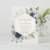 Invitation Mariage Ethéré Bleu Marine (Debout devant)